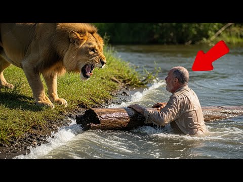 Видео: Пожилого мужчину унесло наводнением — то, что сделал лев потом, поразило всех