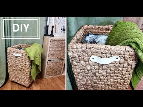 Видео: Большая плетеная корзина из картонной коробки и покупок Фикс прайс.