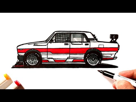 Видео: Как нарисовать Жигули Боевая Классика | Уроки рисования | Ehedov Elnur