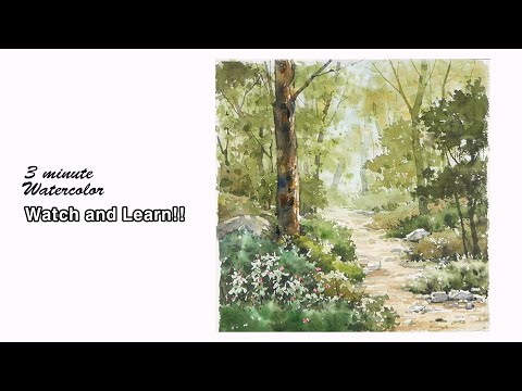 Видео: [ 3 минуты Акварель -  Смотри и учись ]  Лесная дорога  NAMIL ART