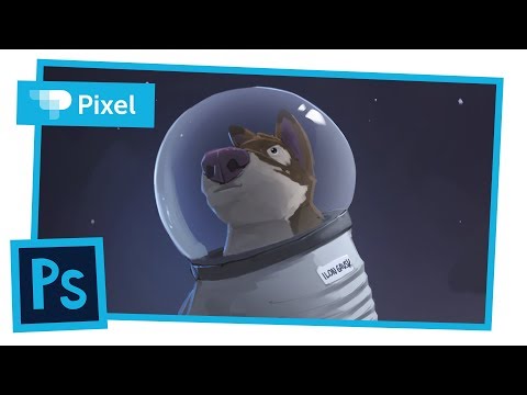 Видео: Рисуем собаку космонавта в Adobe Photoshop | уроки для новичков