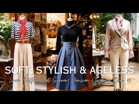 Видео: Шикарные льняные наряды с парижским шармом для женщин старше 60 лет 👗
