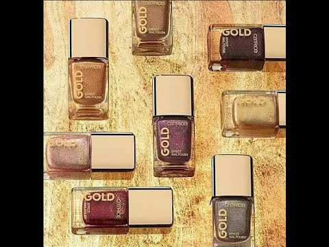 Видео: Обзор и выкраска лаков  Catrice Gold Effect, вся серия.