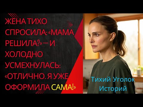 Видео: Жена тихо спросила: «Мама решила?» — и холодно усмехнулась: «Отлично. Я уже оформила сама!»