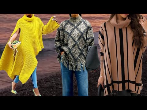 Видео: Вязаные накидки опять в моде. Knitted capes are back in fashion.