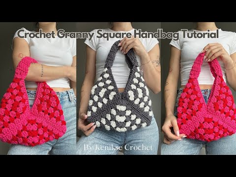 Видео: Урок по вязанию крючком сумки-шоппера «бабушкин квадрат» для начинающих I Kenikse Crochet