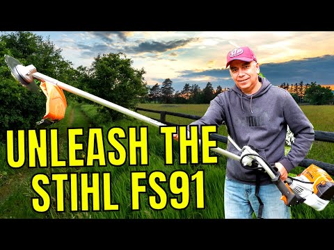 Видео: Первое использование кустореза Stihl FS91 и установка металлического лезвия для резки дерева