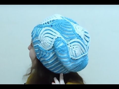 Видео: Женская шапка "Морозные узоры" Бриошь спицами. Часть 2 // Brioche Stitch // Women's hats knitting