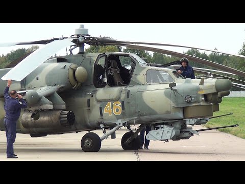 Видео: Ударный Ми-28Н (Mi-28). Предполётная подготовка, взлёт. Аэродром Кубинка.