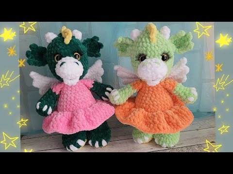 Видео: 🐉ДРАКОША В ПЛАТЬЕ💕 КРЮЧКОМ С ПЛЮШЕВОЙ ПРЯЖИ🐲crochet dragon🐲gehäkelter Drache