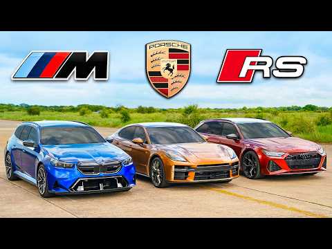 Видео: Кто победит в заезде: BMW M5 Touring или Panamera Turbo или же RS6 Perf?