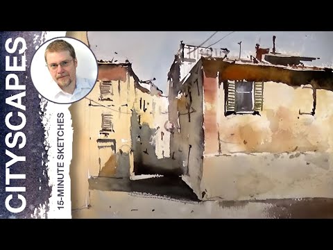 Видео: #96 Хинакридоновая сиена (Урок по созданию городского пейзажа акварелью)