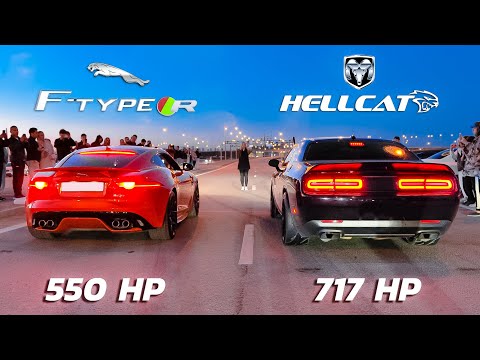 Видео: ДИКИЕ КОШКИ на V8! Dodge SRT Hellcat 6.2k vs 5.0k Jaguar F-Type R + AMG C43 + BMW M550i + ZEEKR 001