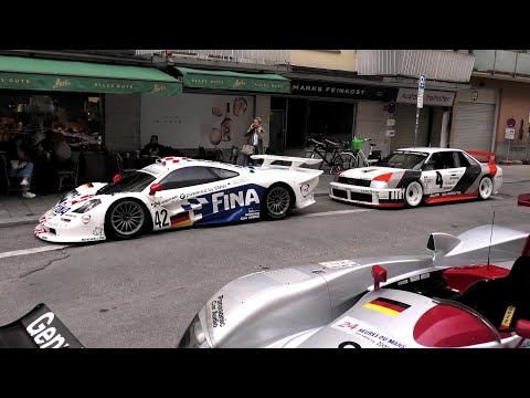 Видео: Суперкары Мюнхена (F1 GTR, Chiron, 917K, 904, DB3S, 962, V12 LMR, 919, 963, GT40, Nevera R..) #372