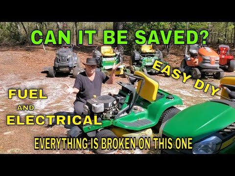 Видео: Газонокосилка John Deere LT155 с двигателем Kohler Command и без запуска. Карбюратор с соленоидом...