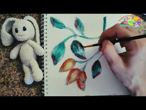 Видео: #какрисовать #шиповник #дыханиеосени #art #акварель #искусство #урокирисования 