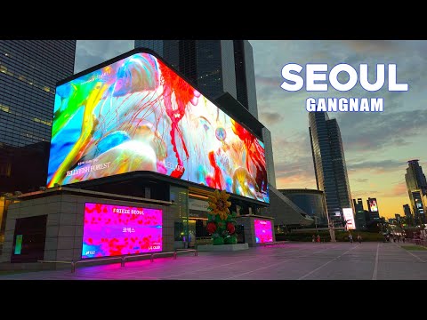 Видео: Прогулка на закате в Сеуле от COEX до станции Каннам | Пеший тур в формате 4K по Корее
