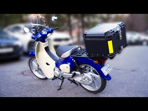Видео: Алюминиевый верхний кофр для Honda Super Cub 55L