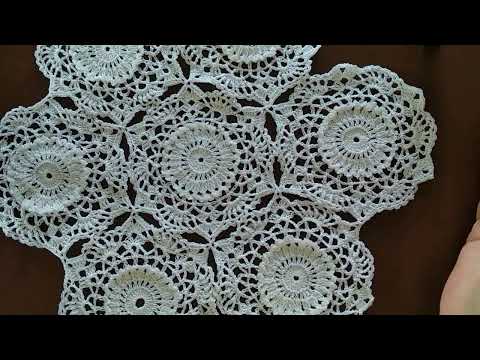 Видео: Как связать скатерть крючком из мотивов .Красивый ажурный мотив крючком .