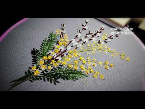 Видео: Flower embroidery : Spring bouquet | Цветочная вышивка:Весенний букет