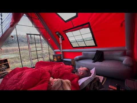 Видео: ЛАГЕРЬ НА ПЛАТО С БУНГАЛОВОЙ ПАЛАТКОЙ ОСЕНЬЮ