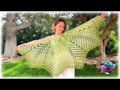 Видео: CHÂLE CROCHET DEMI LUNE FEUILLE DENTELLE! #crochetlovers #crochet #вязаниекрючком  #knitting