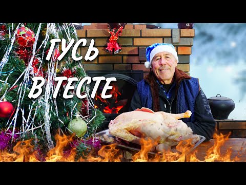 Видео: НОВОГОДНИЙ ГУСЬ в ТЕСТЕ с ГРЕЧКОЙ и ГРИБАМИ в ДРОВЯНОЙ ПЕЧИ -  КУШАЕМ ВКУСНО, ГУЛЯЕМ ВЕСЕЛО