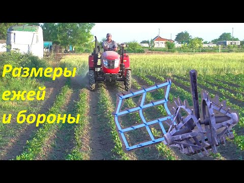 Видео: Ежи к мини-трактору. Работа и РАЗМЕРЫ ЕЖЕЙ для прополки картофеля!