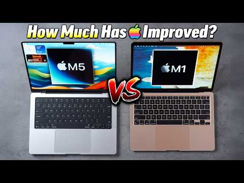 Видео: M1 против M5 MacBook Pro — чёрт возьми, M1 был НАСТОЛЬКО медленным?! 🤯