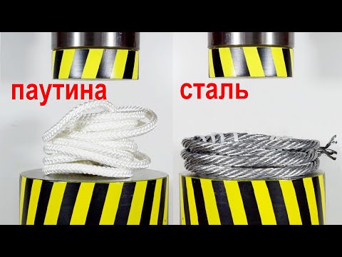 Видео: ГИДРАВЛИЧЕСКИЙ ПРЕСС ПРОТИВ ТРОСА ИЗ ПАУТИНЫ