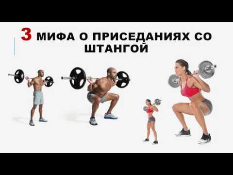 Видео: ТРИ МИФА О ПРИСЕДАНИЯХ СО ШТАНГОЙ