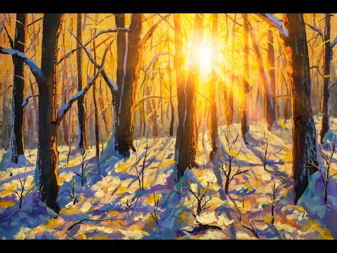 Видео: КАК НАРИСОВАТЬ Солнечный день в зимнем лесу | Полный УРОКИ РИСОВАНИЯ | Sunny Day in Winter Forest