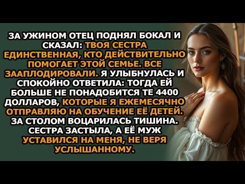 Видео: За ужином отец поднял бокал и с улыбкой произнёс Твоя сестра —единственная, кто действительно по