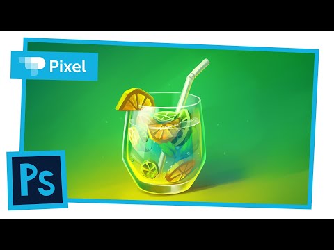 Видео: Рисуем стакан с коктейлем в Adobe Photoshop (+ проверка работ учеников)