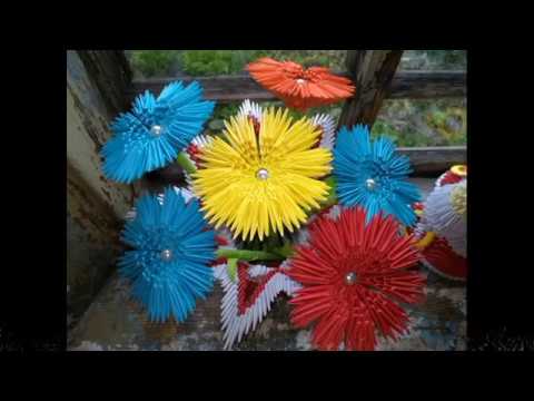 Видео: модульное оригами цветок василек (васильки, цветы из бумаги,flower cornflower) мастер класс