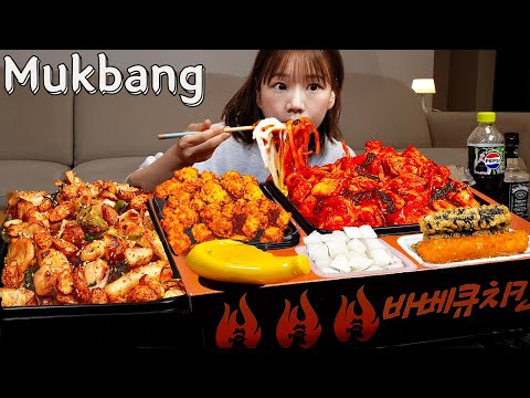 Видео: Sub)Real Mukbang- Острая курица, курица с чесноком 🍗 Лапша 🍜 Сырный куриный пибимпап🧀 КОРЕЙСКАЯКУХНЯ