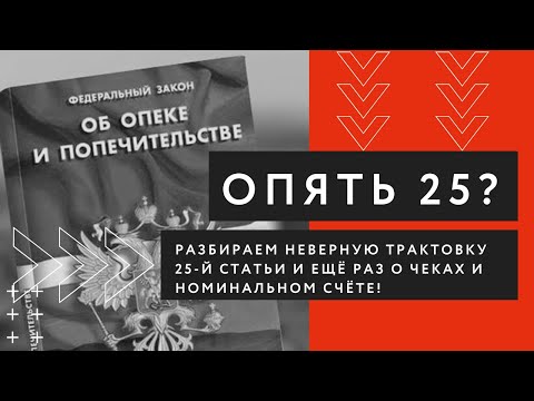 Видео: Разбираем неверные трактовки статьи 25 ФЗ "Об опеке и попечительстве", и снова о чеках!