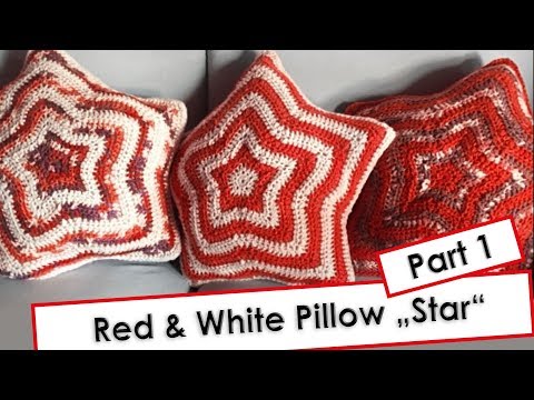 Видео: Красно-белая подушка-звезда, часть 1