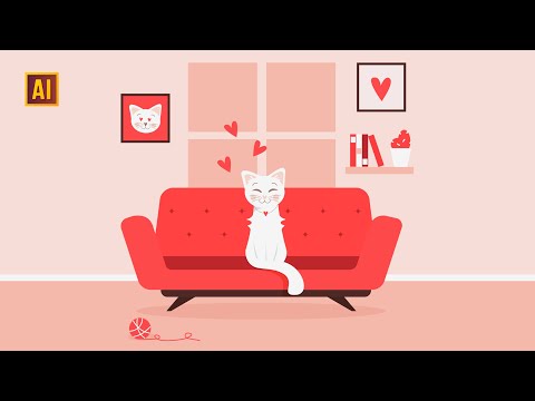 Видео: РИСУЕМ РОМАНТИЧНУЮ КОМПОЗИЦИЮ С КОШЕЧКОЙ | ADOBE ILLUSTRATOR TUTORIAL