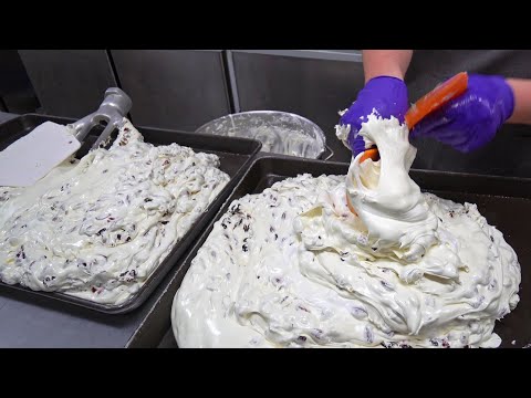 Видео: Популярное производство вкусной клюквенной нуги - Тайваньская уличная еда