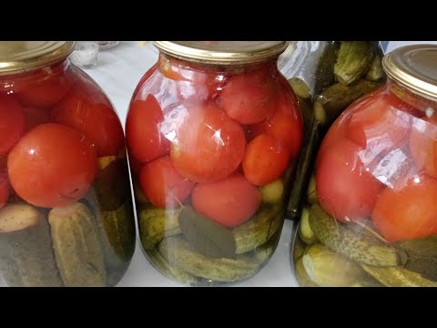 Видео: Ассорти на зиму из помидоров и огурцов. Заготовки на зиму. Рецепт без стерилизации, вкусный маринад.