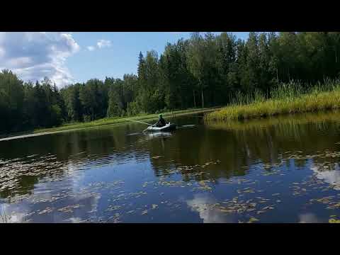 Видео: Один на лодке, на лесном пруду