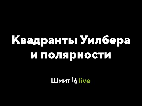 Видео: Шмит16 Live. Квадранты Уилбера и полярности
