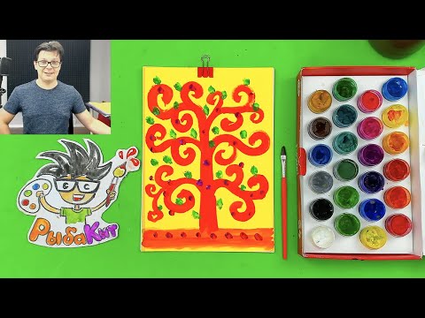 Видео: Как нарисовать ДЕРЕВО Золотое красками гуашь как Климт