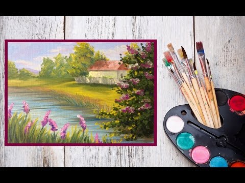 Видео: Видео урок Как написать картину МАСЛОМ "На берегу реки"! #Dari_Art