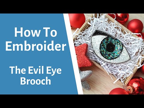 Видео: Blue Evil Eye Brooch Embroidery With Beads And Sequins 💙 Сияющая брошь Глаз из бисера и пайеток
