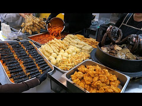 Видео: Потрясающе! Продается 2000 жареных блюд в день. Вкусная курица, ттокпокки / Корейская уличная еда
