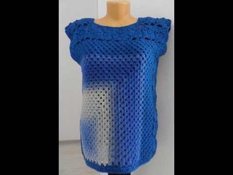 Видео: Жилет "Бабушкин квадрат"+мотивы ,1 ч.(Grandma squared waistcoat) (В №2)