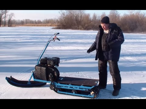 Видео: Мини снегоход на 380-ой гусенице. Максимальная скорость, максимальная загрузка и слабое звено