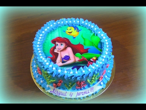 Видео: ТОРТЫ Торт Русалка Как нанести вафельную картинку на торт  Mermaid cake